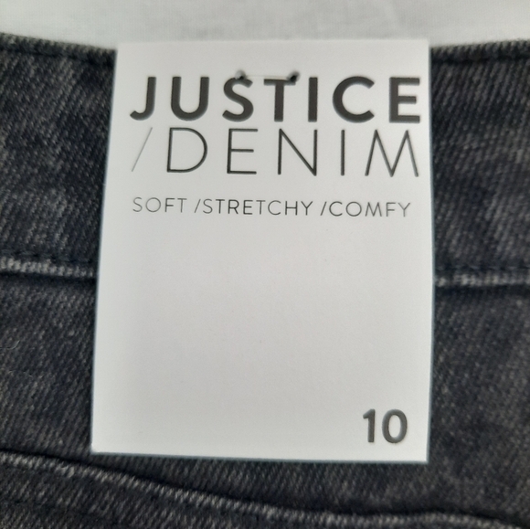 NWT Justice Denim Raw Hem Leopard Print‎ Black Jean Skirt Size 10 Girls - Picture 8 of 11